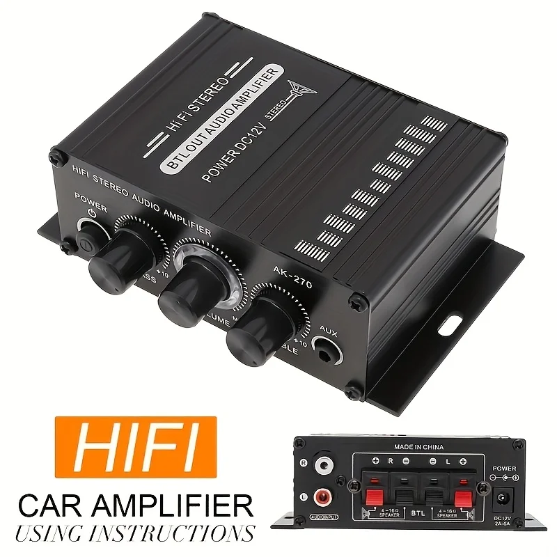 Home Cinema Mini - AK-270 400W Mini Güç Amplifikatörü 12V/24V